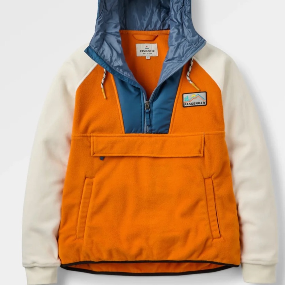 PASSENGER ALEXANDER RECYCLED POLAR HOODED FLEECE SUNRISE ORANGE - XS - Picture 2 of 6